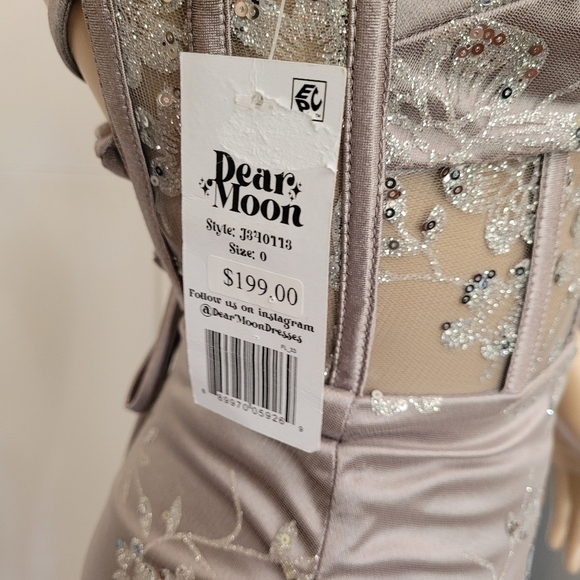 Dear Moon Silver Glitter Mesh Gown Size 0 - Picture 13 of 16